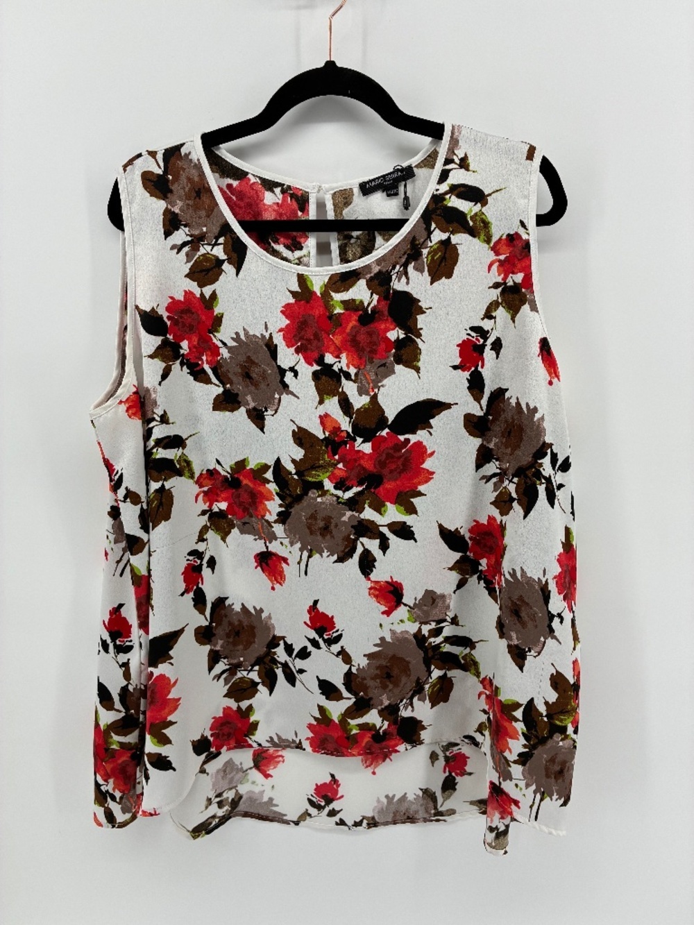 Mario Serrani Red and Brown Asymmetrical Tank Top